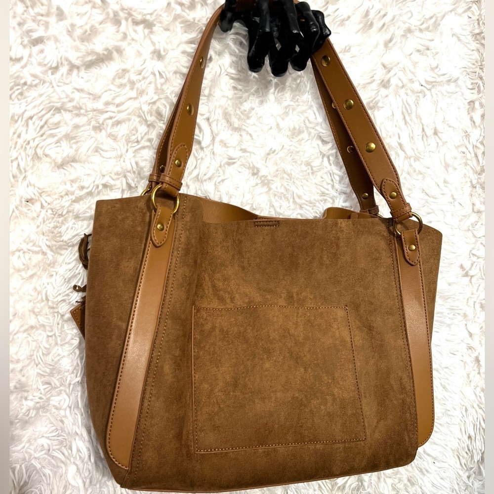 🤎🤎House of Harlow 1960 stunning Brown Faux Suede large Luxe Tote🤎🤎NWT - Picture 14 of 14